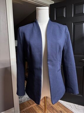 {J. Crew} "Going Out Blazer" Navy Blue Open Front Tailored Fit Suit Coat WBZ1